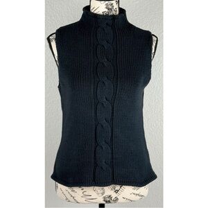 Caslon Women's Black Cable Knit Sweater Vest, Medium Petite